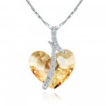 Monemel Honey Colour Swarovski Heart Shape silver Necklace - ALL - Monemel